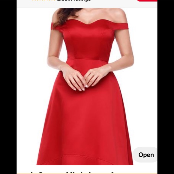 Red High-Low off shoulder - Picture 7 of 8